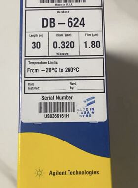 议价全新DB-624柱，30?m，0.32?mm，1.80μm，货号123-1334E