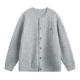 STA潮牌圆领毛衣开衫男女宽松休闲百搭针织衫红色外套秋季上衣