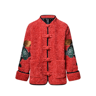 三省六部·兵部【玄武】秋冬中国风仿羊卷毛刺绣男士贺岁潮流唐装