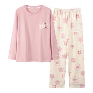 睡衣女款春秋季纯棉长袖2026新款100%全棉女士休闲秋天家居服套装