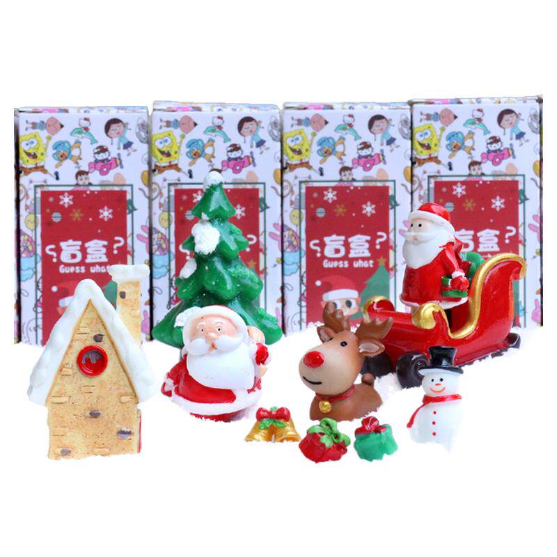 圣诞节老人雪人驯鹿公仔盲盒组合套装可爱微景观装饰品迷你小摆件