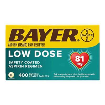 Bayer美国拜耳阿司匹林肠溶片低剂量缓解疼痛进口血栓心脑血管防