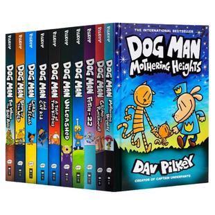英文原版Dog Man神探狗狗1-11册盒装 平装版Scholastic学乐儿童冒险搞笑章节桥梁全彩漫画书中小学生课外英语书籍内裤超人dogman10