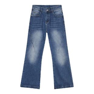 PUBLIC RADIO｜美式复古拼接水洗牛仔喇叭裤牛仔布四季通用微喇