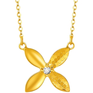 金至尊小乔黄金项链丁香花硬足金颈链镶嵌钻石项链送女友生日礼物