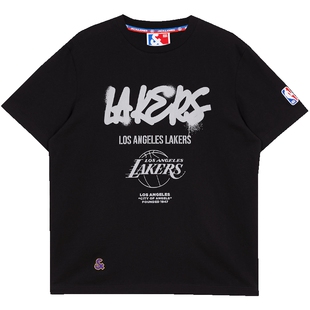 杰克琼斯NBA联名湖人队篮球纯棉春季时尚运动印花T恤短袖半袖男装