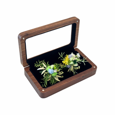 永生花戒指盒高档黑胡桃木盒