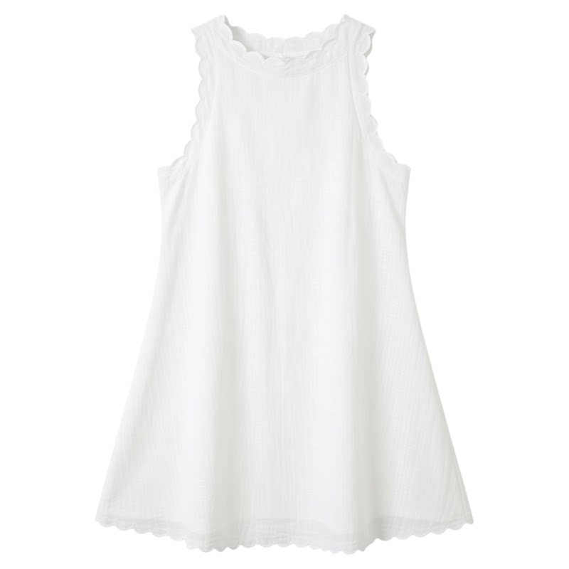 fashion夏季纯色背心女白色无袖连衣裙子宽松短款dress
