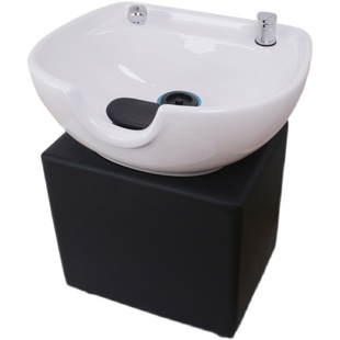 坐式冲水盆理发店陶瓷盆理发店洗头盆立式美发店冲水池洗头床配件