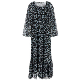 朱珠同款法式复古长袖雪纺连衣裙女秋季度假风显瘦气质碎花长裙子