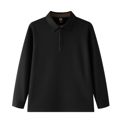 半墨大码男装长袖POLO衫男2025秋季新款宽松胖子肥佬撞色翻领T恤