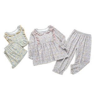 正品威奇猫鹿皮绒儿童女童长袖家居服睡衣睡裤套装亲子