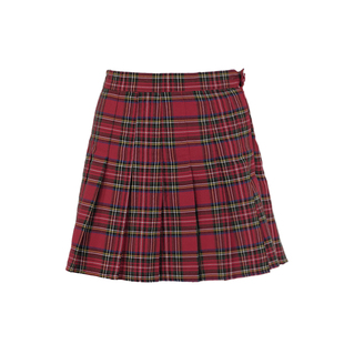 BM百褶裙女红色格子裙新年短裙JK女秋冬款高腰喜庆圣诞节裙子
