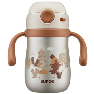 【新品】苏泊尔婴幼儿宝宝纯钛保温学饮吸管杯外出便携6个月防呛