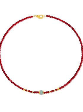 本命年红色小米珠项链路路通