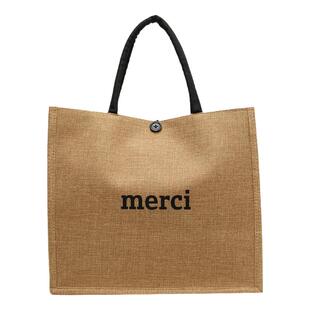 麻布手提袋大容量托特包麻袋手提单肩掖下包学生补课书袋上班通勤