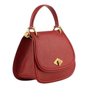 【林允同款】POURCHET宝榭法国新款原创设计马鞍包红色婚包手提包