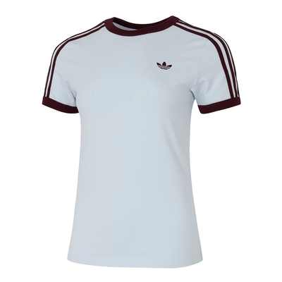 阿迪达斯三叶草圆领短袖女装2026新款三条纹修身T恤运动服KD3684
