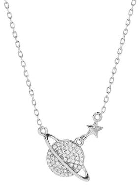 法国复古水晶宇宙幸运星银项链