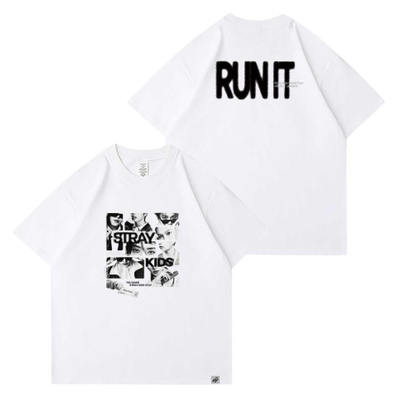 StrayKids26-27世巡演唱会RunIt日本场周边同款短袖T体恤纯棉印花