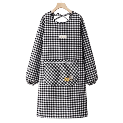 韩版长袖网红围裙纯棉防水