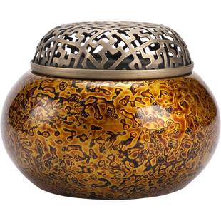 donguan冬官脱胎漆器香炉仿古纯铜内胆家用装饰摆件香插静波狐