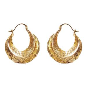 HUALU-时髦肌理感法式独特金属褶皱耳环圈圈小众设计感高级金色