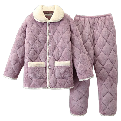 冬季法兰绒睡衣凡依森三层夹棉女