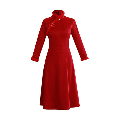 新中式改良旗袍女秋冬加绒加厚新