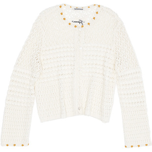 fafamoon设计师品牌 2025夏季新品镂空钩花开衫女舒适休闲长袖