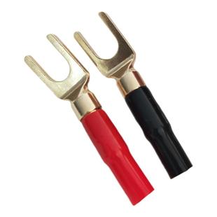 纯铜镀金插头喇叭接线Y型U型头发烧音响香蕉灯笼头母座接线柱音叉