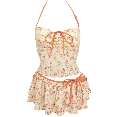 WESWIM温泉度假风碎花分体女泳衣