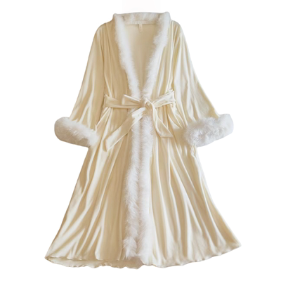 法式奢华兔毛双面绒睡裙礼盒装