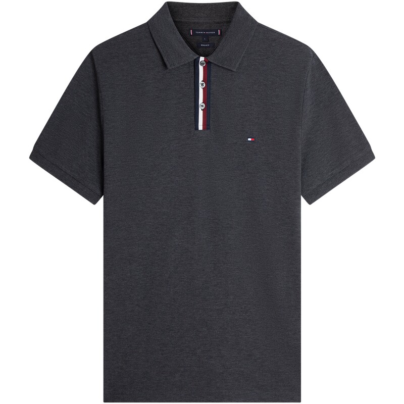 Tommy男装撞色门襟休闲短袖POLO