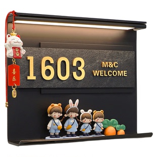 入户门牌号高级感定制家门口感应灯装饰发光号码牌家用搞笑宿舍房间房号贴门上diy回家仪式感轻奢风提示挂牌