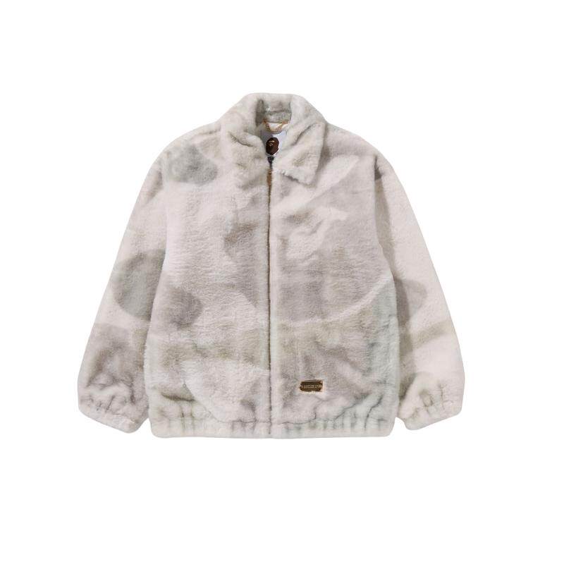 迷彩图案毛绒外套BAPE