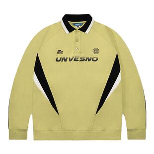 Unvesno (UN) Blockcore风拼接面料撞色POLO加绒卫衣秋冬款