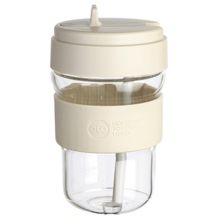 HOLOHOLO玻璃杯夏季日式吸管杯便携耐热咖啡杯密封户外旅行随行杯