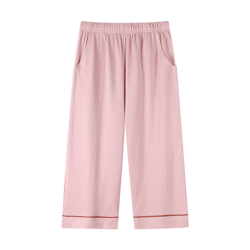 夏季女士纯棉七分睡裤女全棉家居裤家居大码休闲宽松薄款休闲裤子