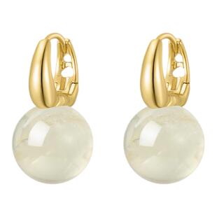 iSTONE/石头记天然白水晶耳环小众轻奢简约黄水晶纯银耳钉耳饰女