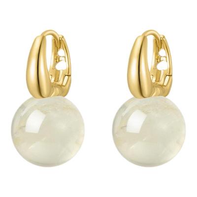 iSTONE/石头记天然白水晶耳环小众轻奢简约黄水晶纯银耳钉耳饰女