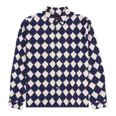 PLEASURES菱格拼色长袖衬衫