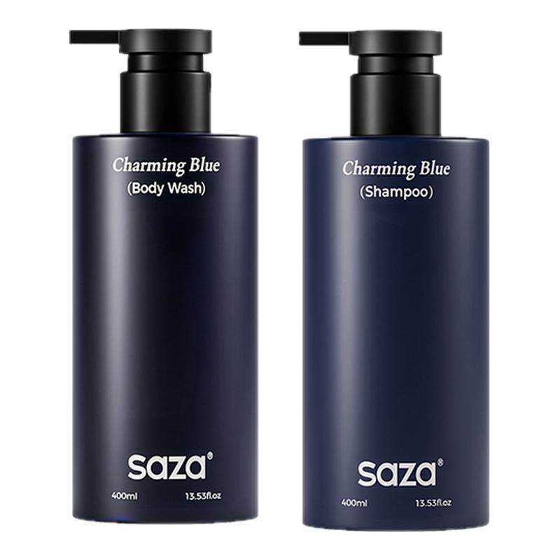 saza魅蓝香氛洗浴套装男士沐浴露洗发水氨基酸持久留香水成人滋润