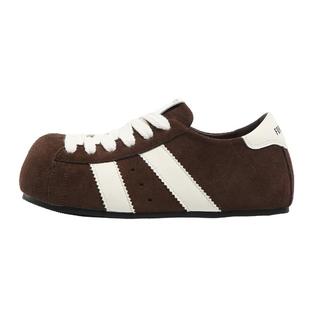 F21厚底加绒面德训鞋女2026新款春秋百搭休闲大头面包泡芙板鞋子