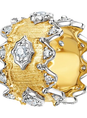 ILCO尤珂 18K金转运珠钻石吊坠珠宝路路通挂坠颈饰意式拉丝轻奢女