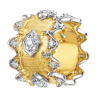 ILCO尤珂 18K金转运珠钻石吊坠珠宝路路通挂坠颈饰意式拉丝轻奢女