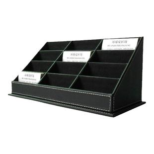 大容量12格皮质革横版名片盒名片架名片收纳座酒店售楼部前台定做