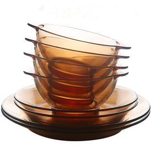 美国康宁pyrex 餐具家用耐热耐高温玻璃餐具水杯饭碗深盘浅盘套装