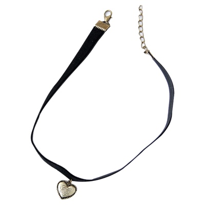 红口袋 复古甜美爱心短款丝绒锁骨链choker日韩新款颈带潮人项链