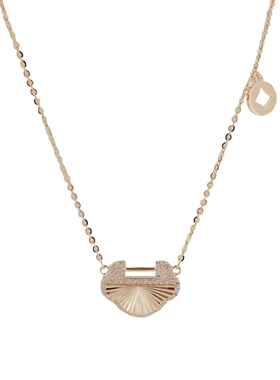 P.Love925纯银镀14K金如意锁项链